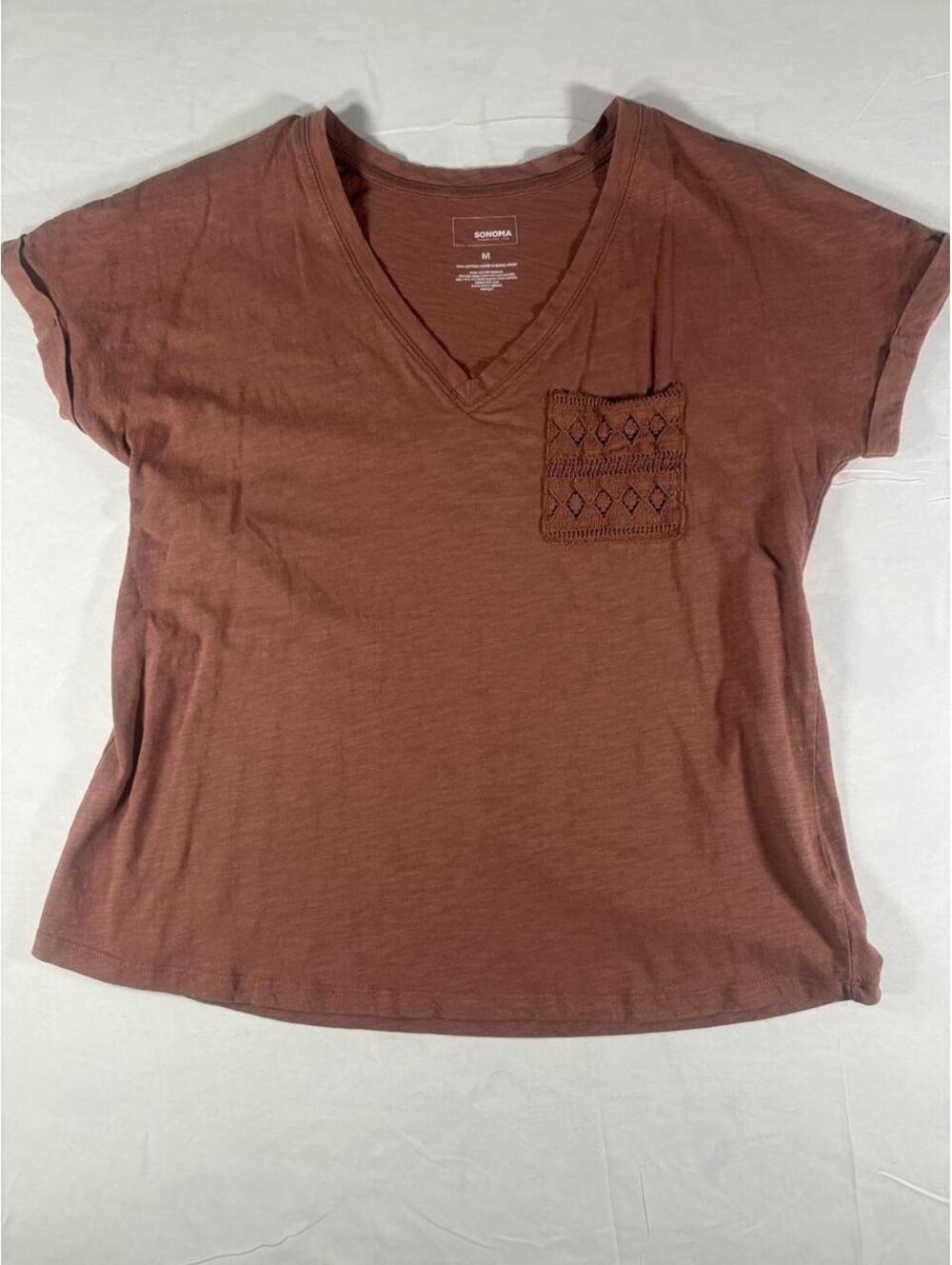 Sonoma Goods for Life Women's Orange and Brown Shirt